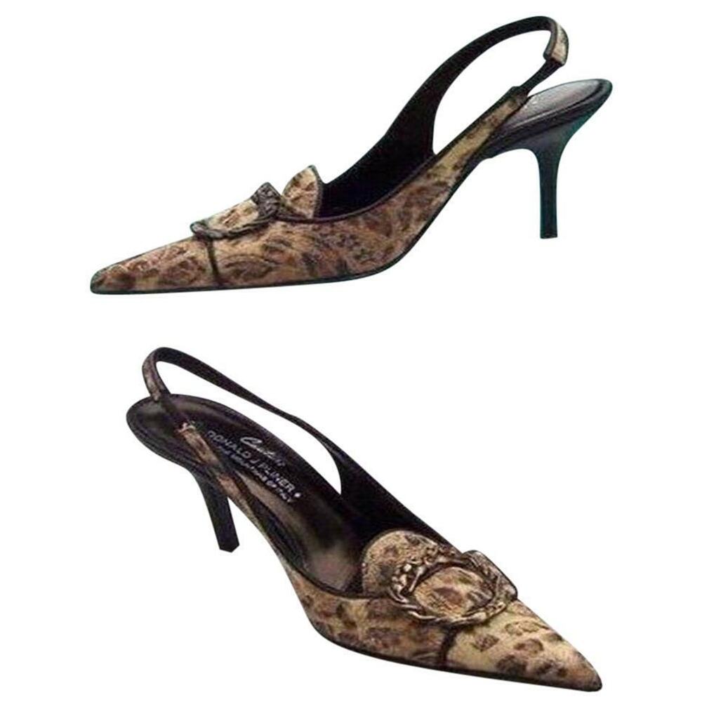 Donald Pliner Leather Pump Shoe New Bronze French Leopard Tapestry New NWT $325